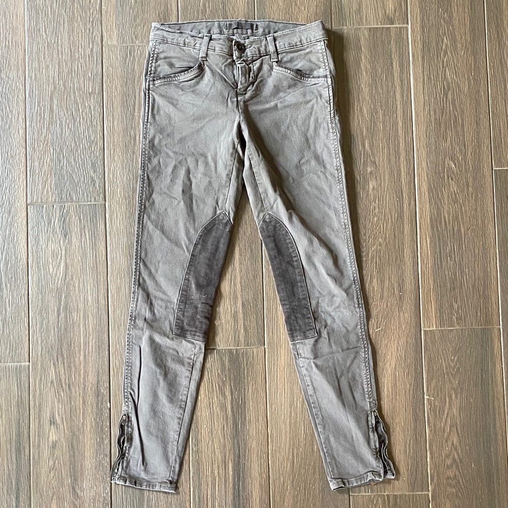 J Brand Leather Patchwork Utility Skinny Jeans - Muted Brown / Taupe